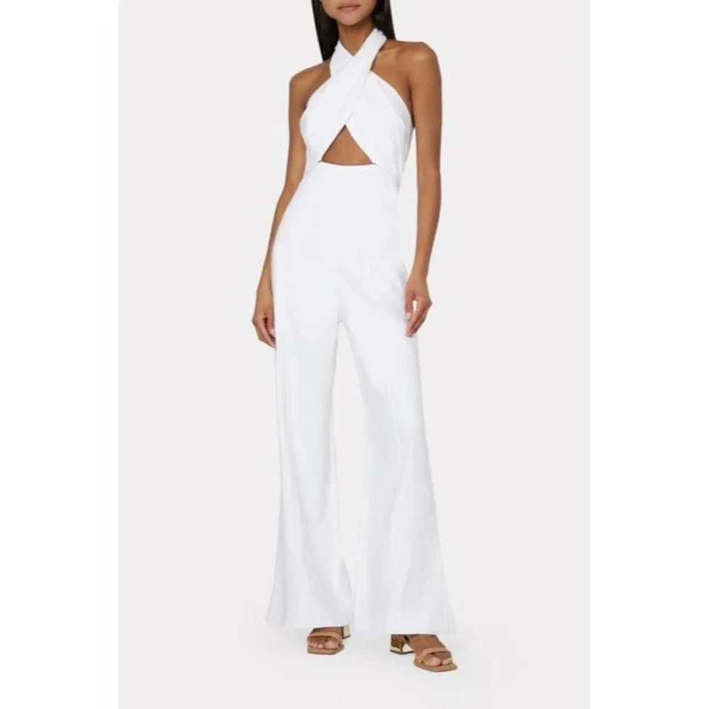 Milly Eda Linen Jumpsuit in White 2 New Womens Dressy Outfit - Picture 9 of 12